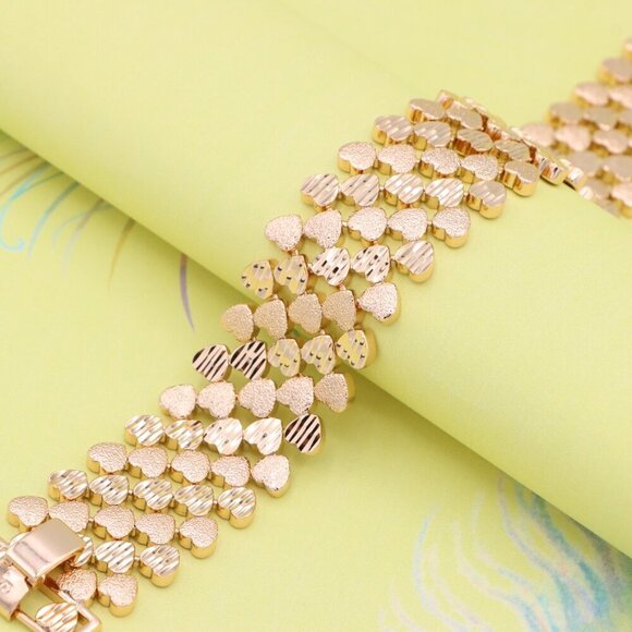 "Wide Heart Pattern Rose Gold Bracelet for Women, Bold Design, XPBL0897 - Picture 8 of 12